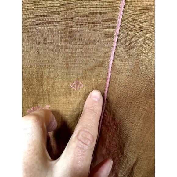 PAUL ROPP Women's One Button Cotton Blouse/Jacket Brown/Pink Size Large - Picture 12 of 15